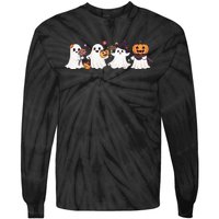 Hippie Halloween Cute Ghost Boo Spooky Season Pumpkin  Tie-Dye Long Sleeve Shirt