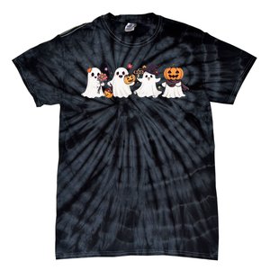 Hippie Halloween Cute Ghost Boo Spooky Season Pumpkin  Tie-Dye T-Shirt