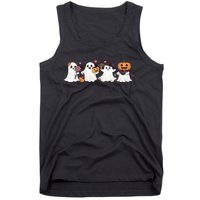 Hippie Halloween Cute Ghost Boo Spooky Season Pumpkin  Tank Top