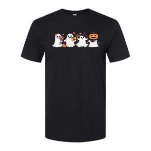 Hippie Halloween Cute Ghost Boo Spooky Season Pumpkin  Softstyle CVC T-Shirt