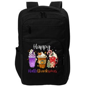 Happy Hallothanksmas Coffee Latte Halloween Thanksgiving Impact Tech Backpack