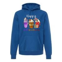 Happy Hallothanksmas Coffee Latte Halloween Thanksgiving Premium Hoodie