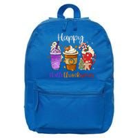 Happy Hallothanksmas Coffee Latte Halloween Thanksgiving 16 in Basic Backpack