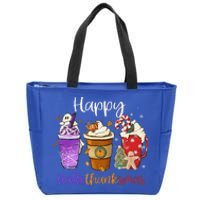 Happy Hallothanksmas Coffee Latte Halloween Thanksgiving Zip Tote Bag