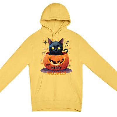 Happy Halloween Cat Skull Bats Kitty Pumpkin Meaningful Gift Premium Pullover Hoodie