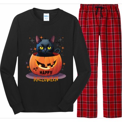 Happy Halloween Cat Skull Bats Kitty Pumpkin Meaningful Gift Long Sleeve Pajama Set