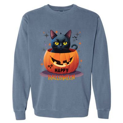 Happy Halloween Cat Skull Bats Kitty Pumpkin Meaningful Gift Garment-Dyed Sweatshirt