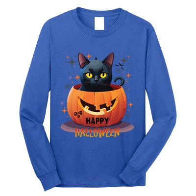 Happy Halloween Cat Skull Bats Kitty Pumpkin Meaningful Gift Long Sleeve Shirt