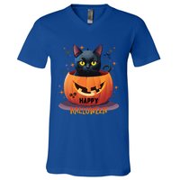 Happy Halloween Cat Skull Bats Kitty Pumpkin Meaningful Gift V-Neck T-Shirt