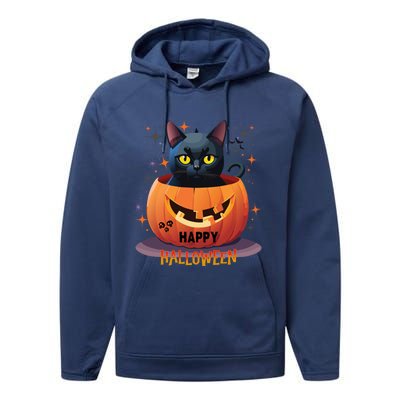 Happy Halloween Cat Skull Bats Kitty Pumpkin Meaningful Gift Performance Fleece Hoodie