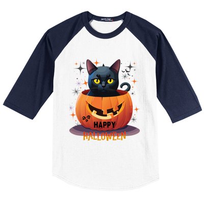 Happy Halloween Cat Skull Bats Kitty Pumpkin Meaningful Gift Baseball Sleeve Shirt