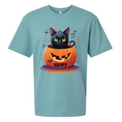 Happy Halloween Cat Skull Bats Kitty Pumpkin Meaningful Gift Sueded Cloud Jersey T-Shirt