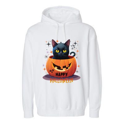 Happy Halloween Cat Skull Bats Kitty Pumpkin Meaningful Gift Garment-Dyed Fleece Hoodie