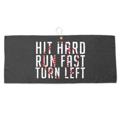 Hit Hard Cute Gift Run Fast Cute Gift Turn Left Cute Gift Funny Baseball Funny G Large Microfiber Waffle Golf Towel