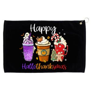 Happy Hallothanksmas Coffee Latte Halloween Thanksgiving Grommeted Golf Towel