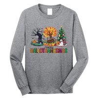 Happy Hallothanksmas Christmas Halloween Thanksgiving Long Sleeve Shirt