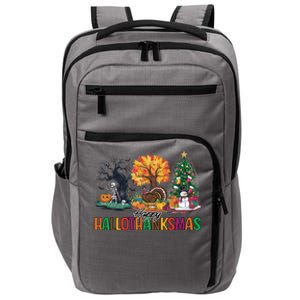 Happy Hallothanksmas Christmas Halloween Thanksgiving Impact Tech Backpack