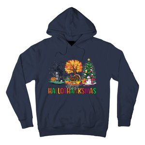 Happy Hallothanksmas Christmas Halloween Thanksgiving Hoodie