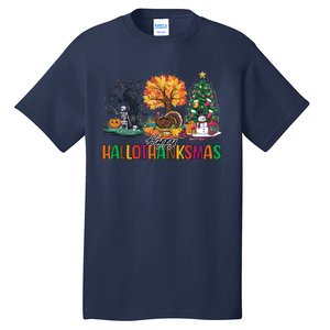 Happy Hallothanksmas Christmas Halloween Thanksgiving Tall T-Shirt