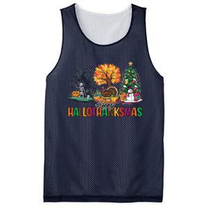 Happy Hallothanksmas Christmas Halloween Thanksgiving Mesh Reversible Basketball Jersey Tank