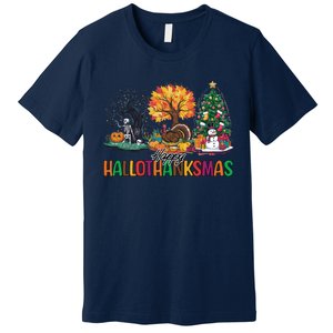 Happy Hallothanksmas Christmas Halloween Thanksgiving Premium T-Shirt