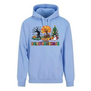 Happy Hallothanksmas Christmas Halloween Thanksgiving Unisex Surf Hoodie