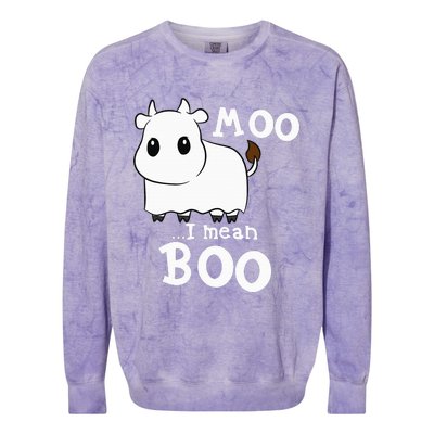 Hilarious Halloween Cow Costume Spooky Moo Colorblast Crewneck Sweatshirt