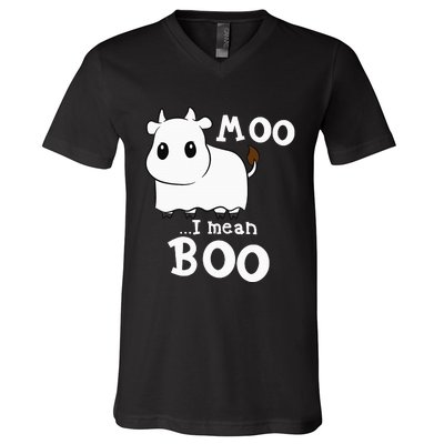 Hilarious Halloween Cow Costume Spooky Moo V-Neck T-Shirt