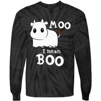 Hilarious Halloween Cow Costume Spooky Moo Tie-Dye Long Sleeve Shirt