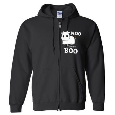 Hilarious Halloween Cow Costume Spooky Moo Full Zip Hoodie