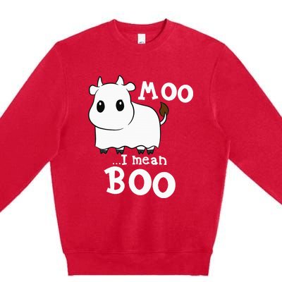 Hilarious Halloween Cow Costume Spooky Moo Premium Crewneck Sweatshirt