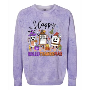 Happy Hallothanksmas Christmas Er Nurse Crew Emergency Room Gift Colorblast Crewneck Sweatshirt