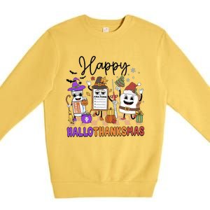 Happy Hallothanksmas Christmas Er Nurse Crew Emergency Room Gift Premium Crewneck Sweatshirt