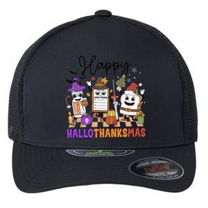 Happy Hallothanksmas Christmas Er Nurse Crew Emergency Room Gift Flexfit Unipanel Trucker Cap