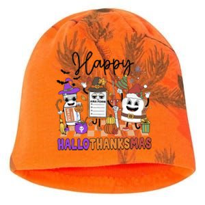 Happy Hallothanksmas Christmas Er Nurse Crew Emergency Room Gift Kati - Camo Knit Beanie