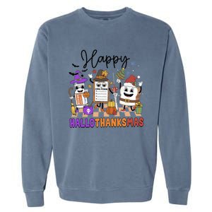 Happy Hallothanksmas Christmas Er Nurse Crew Emergency Room Gift Garment-Dyed Sweatshirt