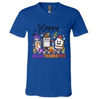 Happy Hallothanksmas Christmas Er Nurse Crew Emergency Room Gift V-Neck T-Shirt