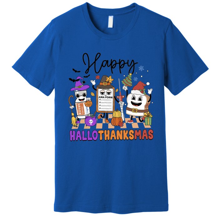 Happy Hallothanksmas Christmas Er Nurse Crew Emergency Room Gift Premium T-Shirt