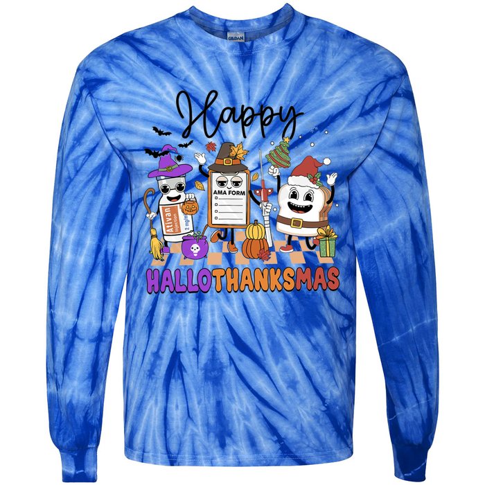 Happy Hallothanksmas Christmas Er Nurse Crew Emergency Room Gift Tie-Dye Long Sleeve Shirt