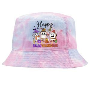 Happy Hallothanksmas Christmas Er Nurse Crew Emergency Room Gift Tie-Dyed Bucket Hat