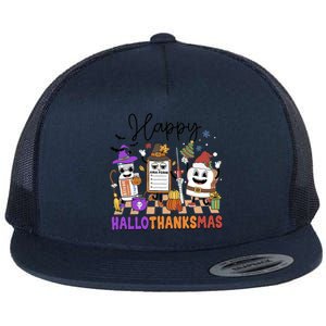 Happy Hallothanksmas Christmas Er Nurse Crew Emergency Room Gift Flat Bill Trucker Hat