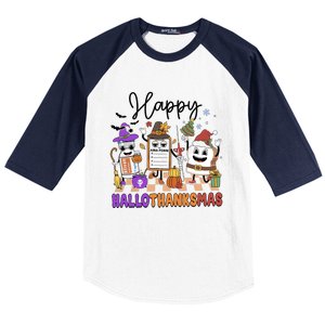 Happy Hallothanksmas Christmas Er Nurse Crew Emergency Room Gift Baseball Sleeve Shirt