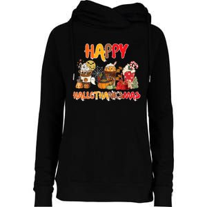 Happy Hallothanksmas Coffee Womens Funnel Neck Pullover Hood