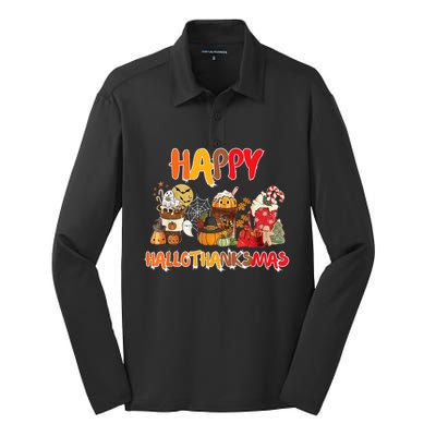 Happy Hallothanksmas Coffee Silk Touch Performance Long Sleeve Polo