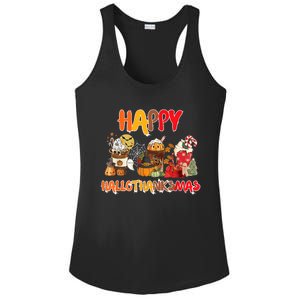 Happy Hallothanksmas Coffee Ladies PosiCharge Competitor Racerback Tank