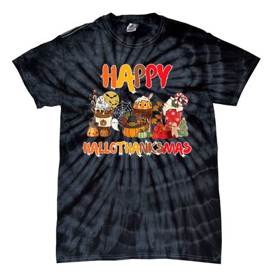 Happy Hallothanksmas Coffee Tie-Dye T-Shirt