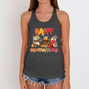 Happy Hallothanksmas Coffee Women's Knotted Racerback Tank