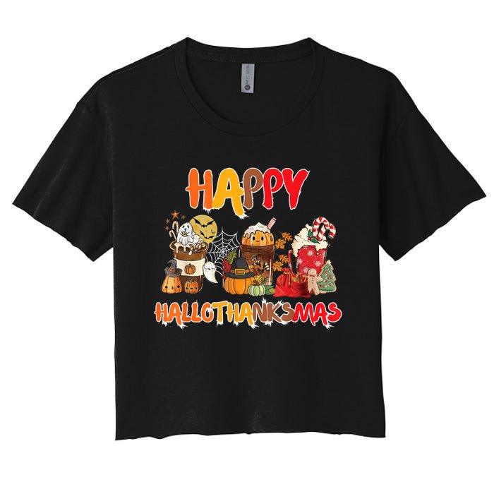 Happy Hallothanksmas Coffee Women's Crop Top Tee