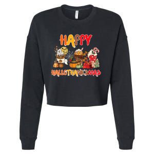 Happy Hallothanksmas Coffee Cropped Pullover Crew