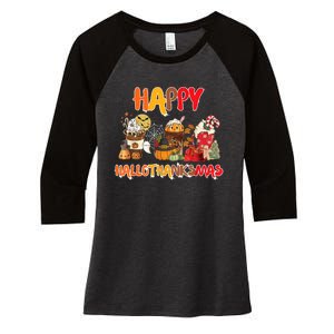 Happy Hallothanksmas Coffee Women's Tri-Blend 3/4-Sleeve Raglan Shirt